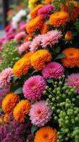 Intricate and Vibrant Floral Arrangement Featuring a Diverse Mix of Flowers photo