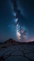 Starry Night Sky Filled With Countless Stars, Featuring a Prominent Display of the Milky Way photo