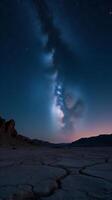 Starry Night Sky Filled With Countless Stars, Featuring a Prominent Display of the Milky Way photo