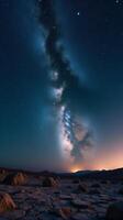 Starry Night Sky Filled With Countless Stars, Featuring a Prominent Display of the Milky Way photo