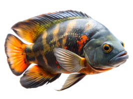 Oscar Fish swiming isolated on a transparent background png