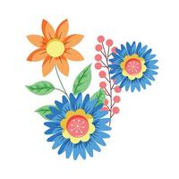 Hand drawn colorful floral branch illustration on a white background vector