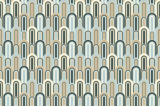 Geometric curve shapes art deco style seamless repeat pattern vector