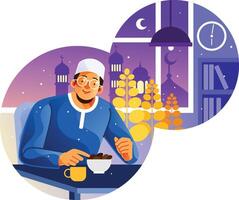 Iftar with dates when Ramadan vector