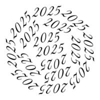 2025 numbers Seamless pattern. New Year greeting Background texture in trendy minimalistic style. Isolated on white Outline illustration Themed cards, poster, leaflet, label or web, icon, promo vector