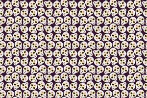 Decorative Sugar skulls Seamless pattern on dark violet background. Day of the Dead Background idea. illustration Wallpaper, wrapping or web, thematic cards, poster, banner, greeting, label vector
