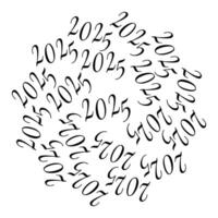 2025 numbers Seamless pattern. New Year greeting Background texture in trendy minimalistic style. Isolated on white Outline illustration Themed cards, poster, leaflet, label or web, icon, promo vector