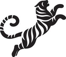 silhouette tiger in jump. Creative idea logotype. vector