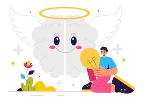 Optimistic Mindset Illustration with Symbols of Dreams and Creativity in a Flat Cartoon Design vector