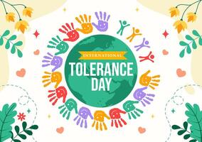 Art of Hands in Unity for Tolerance Day on November 16, Flat Style Background vector