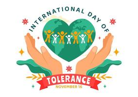 International Day of Tolerance, Joined Hands for Unity and Solidarity in Flat Style vector