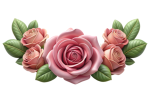 3d rendering style, a collection of pink and red roses, In design isolated on a transparent background png