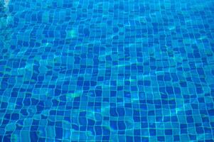 Abstract view of bottom caustics of swimming pool with ripple and flow on water surface. photo
