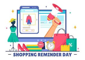 Illustration for Shopping Reminder Day on 26 November with a Paper Bag and Items in a Flat Style vector