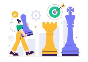 Chessboard and Pieces Art Representing Business Strategies and Success Planning in a Flat Background vector