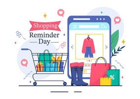 26 November Shopping Reminder Day Design with Paper Bag and Purchases in a Cartoon Background vector