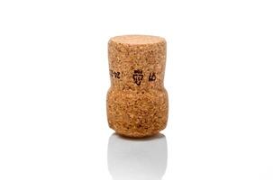 Macro photo of an isolated champagne or sparking wine cork. Concept object for a celebration event.