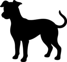 Minimal dog silhouette with curved tail, perked ears, and smooth muscular lines vector