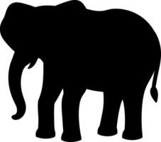 Minimal elephant silhouette, full body, tusks, trunk, facing right, clean lines, isolated vector