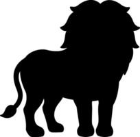 Stylized lion silhouette in profile with full mane and tail on a clean background vector