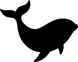 Minimalist whale silhouette, black on white, streamlined design with smooth, fluid curves vector