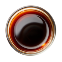 a top view clear glass bowl of japanese soy sauce png