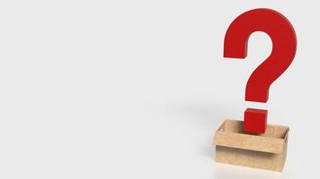 The red question mark in paper box on white background 3d rendering. photo