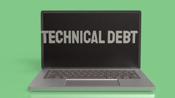 The Technical debt on notebook for Business concept 3d rendering. photo