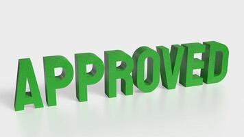 The green Approve on white background image 3d rendering. photo