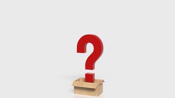 The red question mark in paper box on white background 3d rendering. photo
