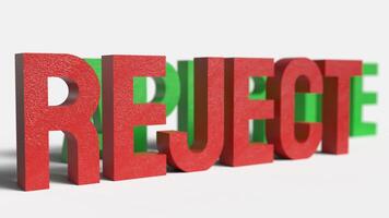 The red reject on white background image 3d rendering. photo
