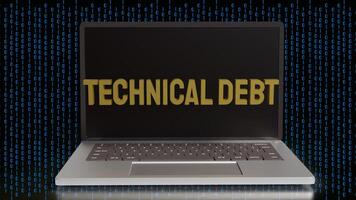 The Technical debt on notebook for Business concept 3d rendering. photo