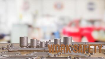 The work safety text and tool equipment image 3d rendering photo