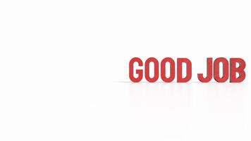 The red Good job on white background image 3d rendering. photo