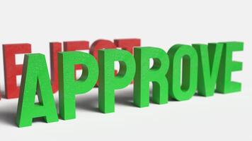 The green Approve on white background image 3d rendering. photo