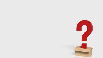 The red question mark in paper box on white background 3d rendering. photo