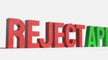 The red reject on white background image 3d rendering. photo