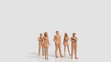 The Business wood figure on white background 3d rendering. photo