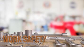 The work safety text and tool equipment image 3d rendering photo