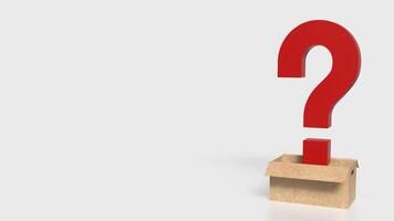 The red question mark in paper box on white background 3d rendering. photo