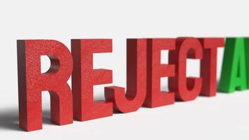 The red reject on white background image 3d rendering. photo