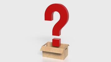The red question mark in paper box on white background 3d rendering. photo