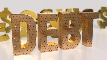 The Debt text and money symbol for Business concept 3d rendering. photo