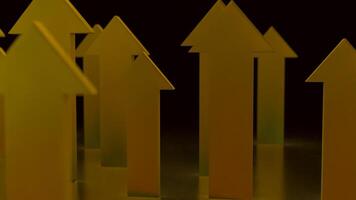 The Gold arrow up on black background for Business concept 3d rendering. photo