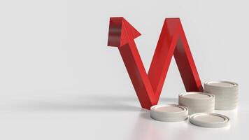 The Arrow up and coins for Business concept 3d rendering. photo