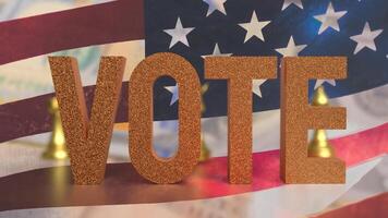The vote text and chess on usa flag image 3d rendering. photo