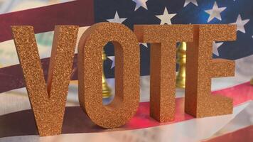 The vote text and chess on usa flag image 3d rendering. photo