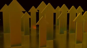 The Gold arrow up on black background for Business concept 3d rendering. photo