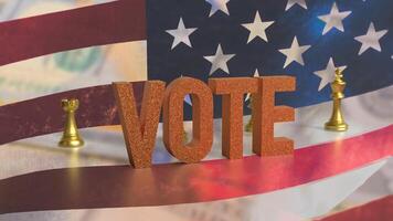 The vote text and chess on usa flag image 3d rendering. photo