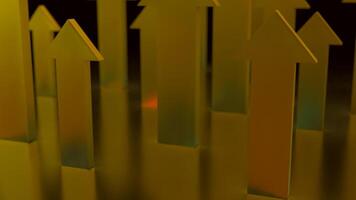 The Gold arrow up on black background for Business concept 3d rendering. photo